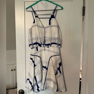 MILLY silk white and blue dress size 2